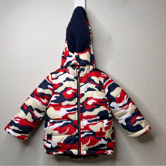 Tommy Hilfiger Other - Tommy Hilfiger Toddler Camo Puffer Jacket Polyester 24M Red Blue Tan White